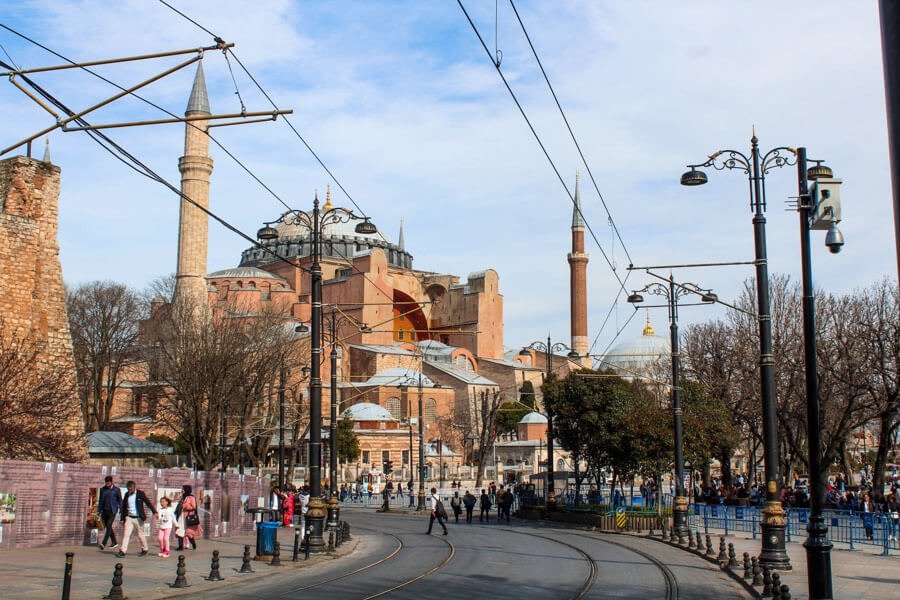 Historic streets of Sultanahmet, Istanbul's old city, near Hagia Sophia and the Blue Mosque.